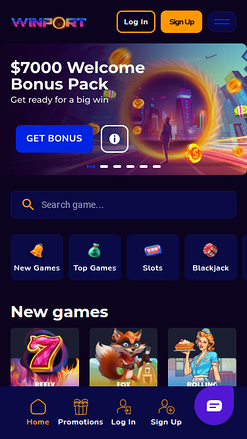 WinPort Casino Mobile Homepage