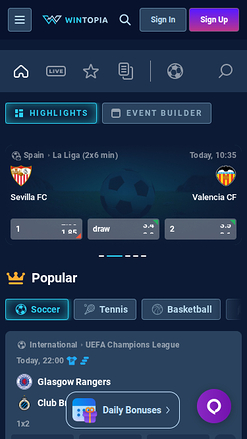 Wintopia Casino Mobile Sports