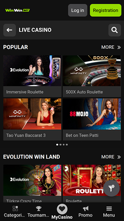 WinWin Casino Mobile Live Dealer