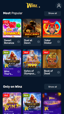 Winz Casino Mobile Games