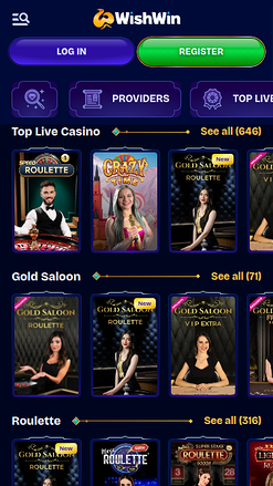 WishWin Casino Mobile Live Dealer