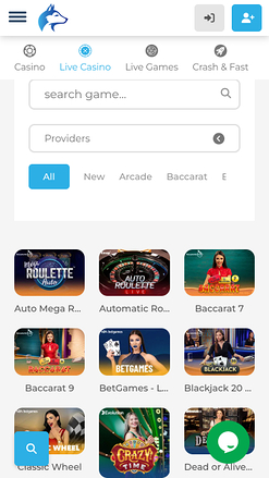 Wolfy Casino Mobile Live Dealer