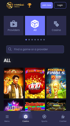 Wombat Casino Mobile Games