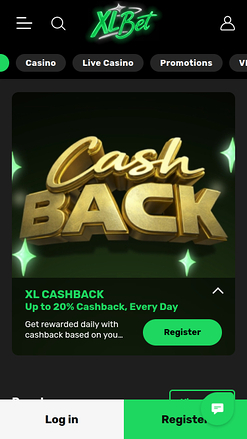 XLBet Mobile Homepage