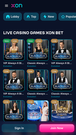 Xonbet Casino Mobile Live Dealer