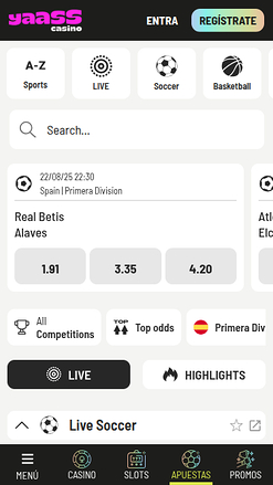 Yaass Casino Mobile Sports