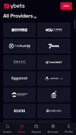 Ybets Casino Mobile Game Developers