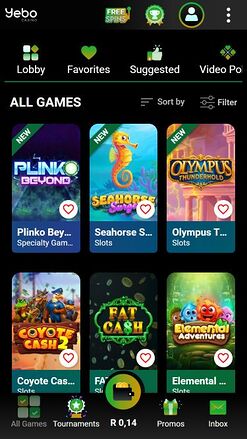 Yebo Casino Mobile Games