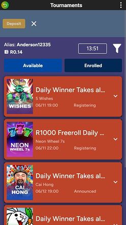 Yebo Casino Mobile Tournaments