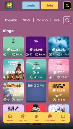 Zeus Bingo Casino Mobile Bingo