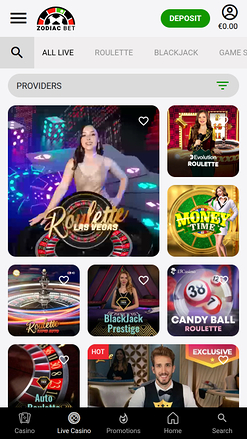 Zodiacbet Casino Mobile Live Dealer