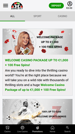 Zodiacbet Casino Mobile Promotions