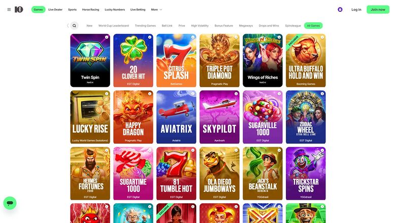 10Bet Casino Desktop Games