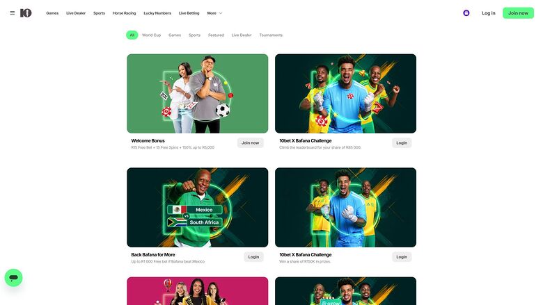 10Bet Casino Desktop Promotions