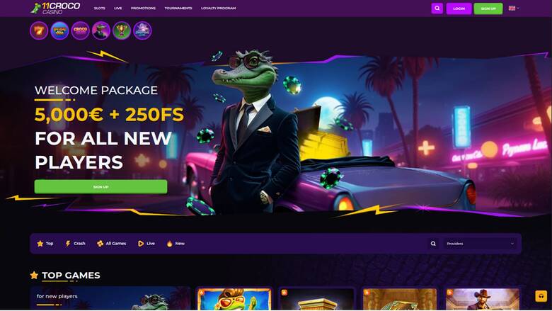 Homepage screenshot of 11Croco Casino