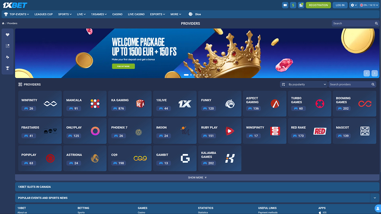 1xBet Casino Desktop Game Developers