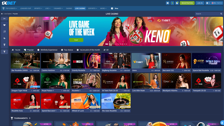 1xBet Casino Desktop Live Dealer