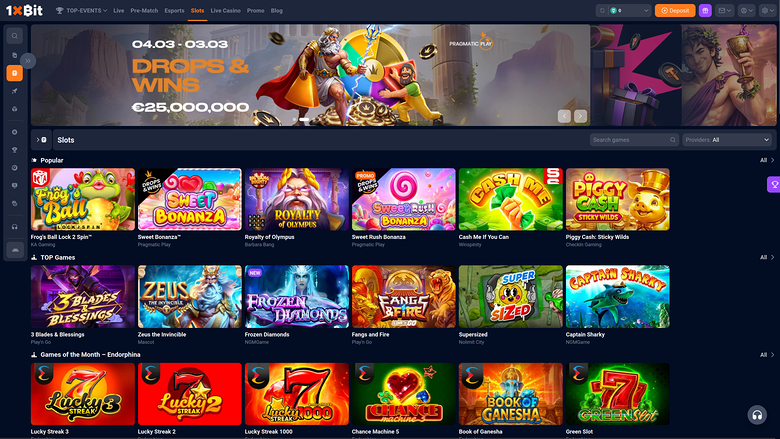 1xBit Casino Desktop Games