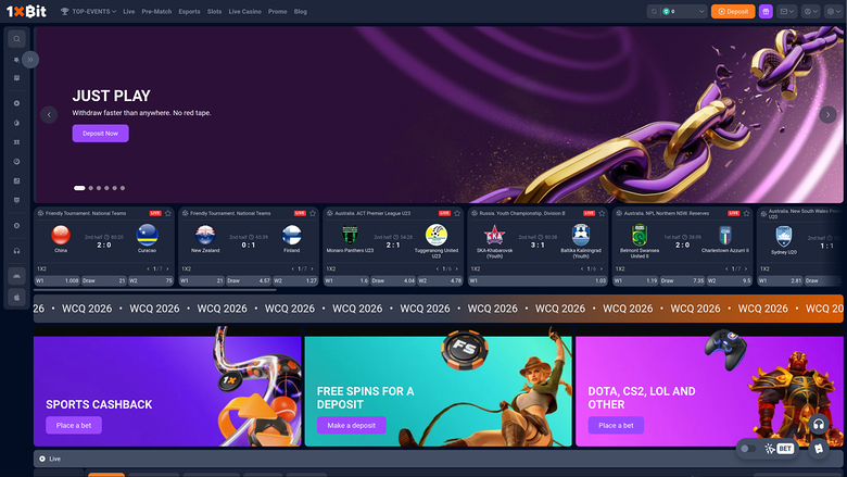 1xBit Casino Desktop Homepage