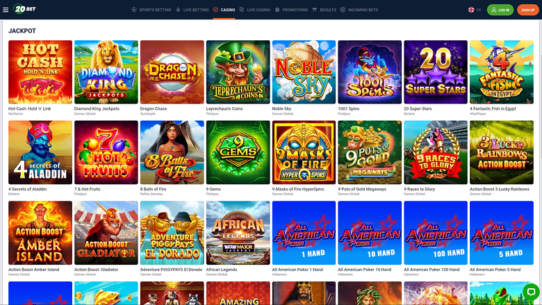 20Bet Casino Desktop Jackpot