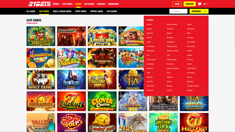 21Bets Casino Desktop Game Developers