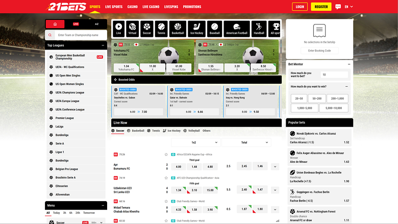 21Bets Casino Desktop Sports