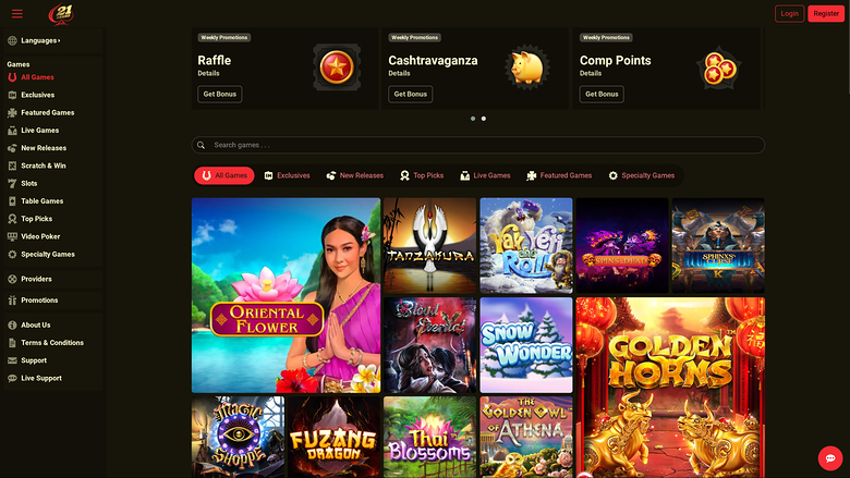 21 Grand Casino Desktop Homepage