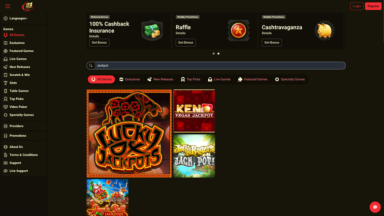 21 Grand Casino Desktop Jackpot