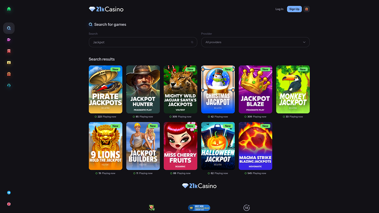 21kCasino Desktop Jackpot