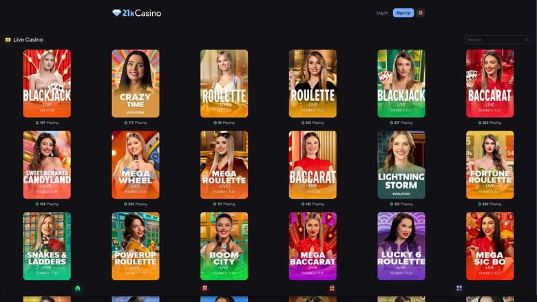 21kCasino Desktop Live Dealer