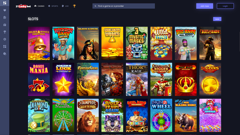 21LuckyBet Casino Desktop Games