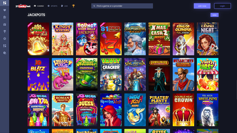 21LuckyBet Casino Desktop Jackpot