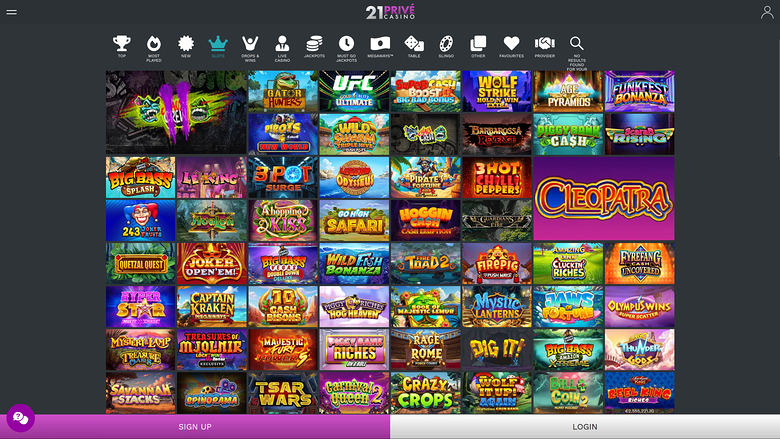 21 Prive Casino Desktop Games