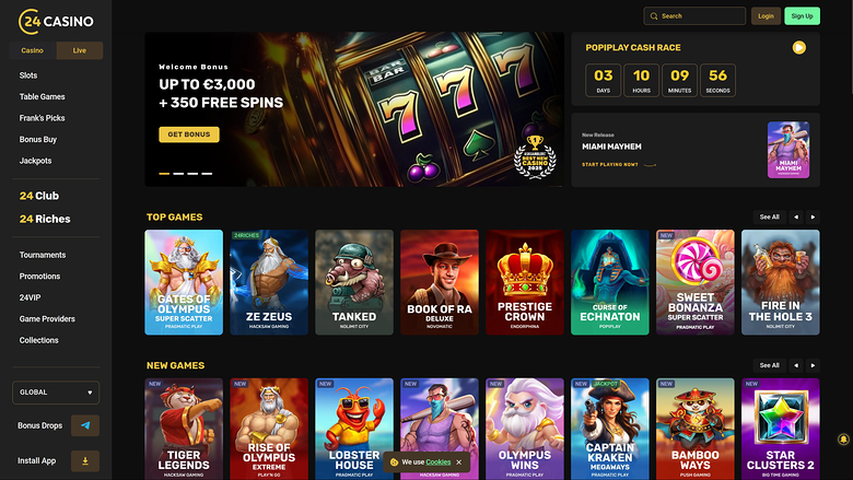 24Casino Desktop Homepage