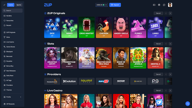 2up Casino Desktop Games