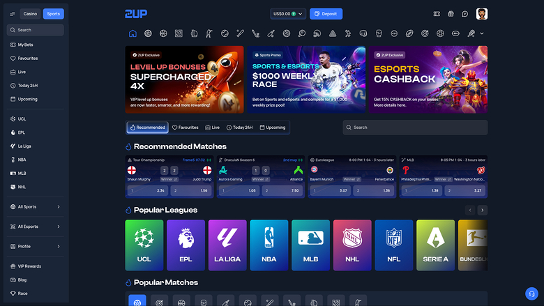 2up Casino Desktop Sports Betting