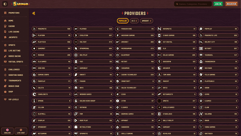 5Gringos Casino Desktop Game Developers