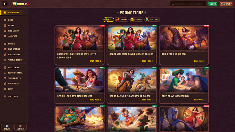 5Gringos Casino Desktop Promotions