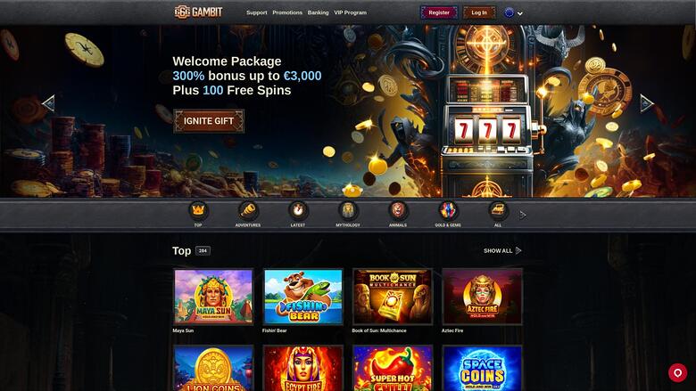 666 Gambit Casino homepage 
