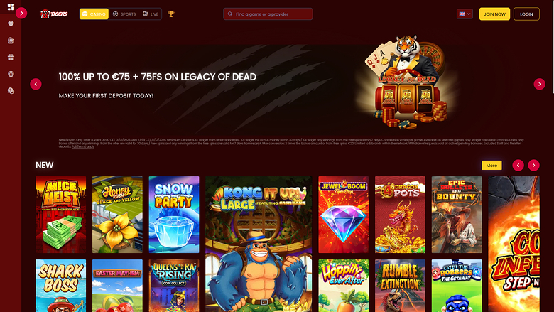 777Tigers Casino Desktop Homepage