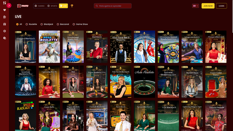 777Tigers Casino Desktop Live Dealer
