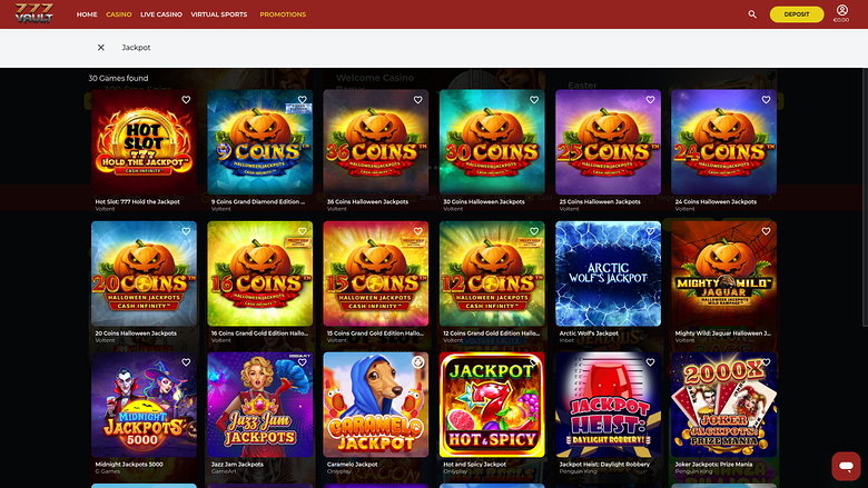 777Vault Casino Desktop Jackpot