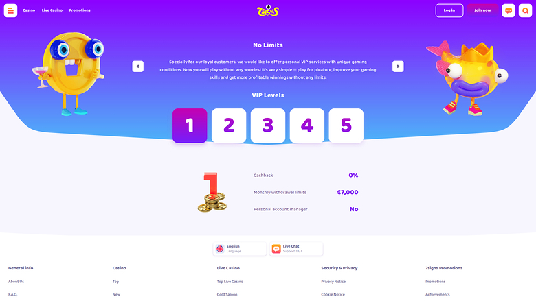 7Signs Casino Desktop VIP