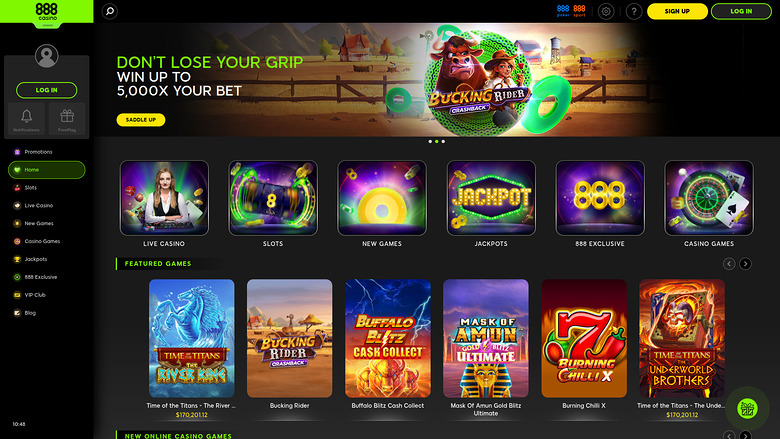 888 Casino Desktop Homepage