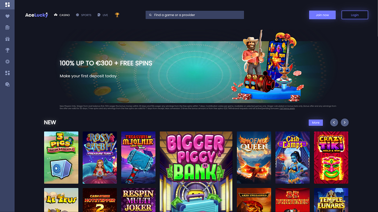 Ace Lucky Casino Desktop Homepage
