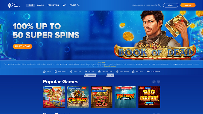 Ahti Games Casino Desktop Homepage