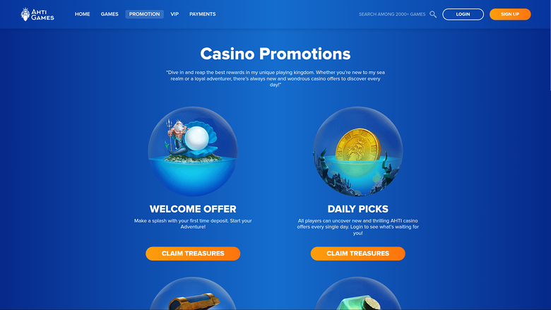 Ahti Games Casino Desktop Promotions
