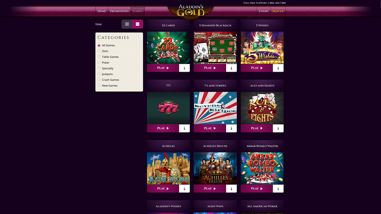 Aladdins Gold Casino Desktop Games