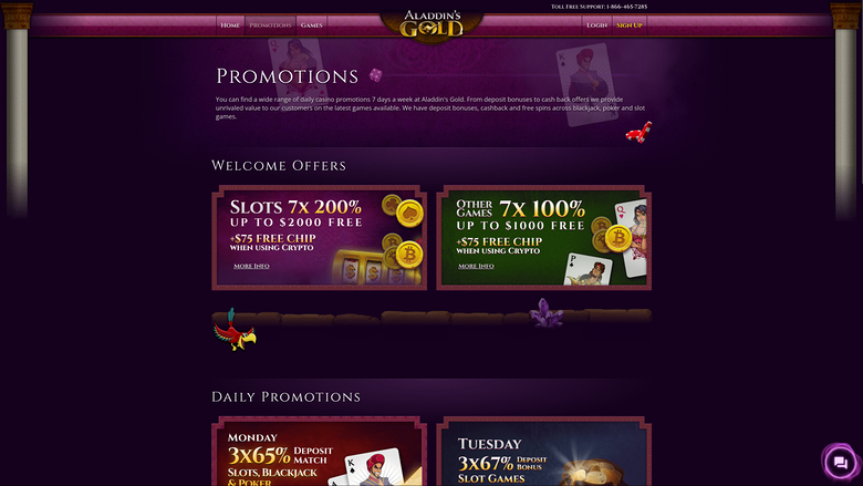 Aladdins Gold Casino Desktop Promotions