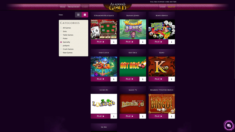 Aladdins Gold Casino Desktop Specialty Games